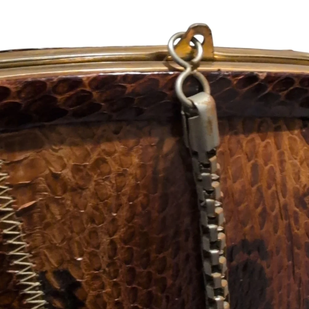 VTG King Cobra Snakeskin Clutch Purse Shoulder Bag Natural Bespoke